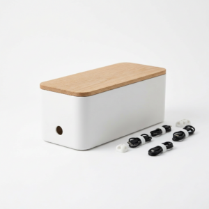 Cable-management box with cable clips
