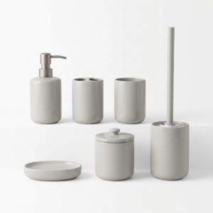 Six-piece bathroom accessory set