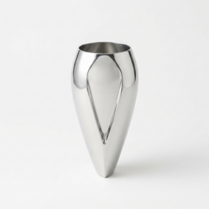 Polished metal V-shaped vase