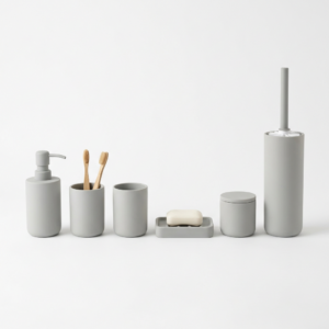 Six-piece resin bathroom accessory set