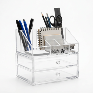 Acrylic desk organiser with two drawers