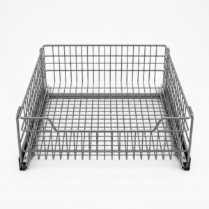 Pull-out wire basket for kitchen cabinets