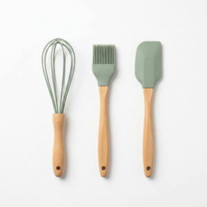 Wooden-handled baking and utensil set