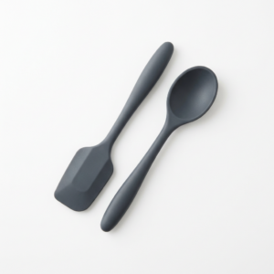 Two-piece silicone kitchen utensil set