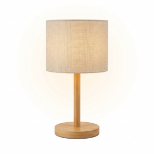 Bamboo-and-wood bedside table lamp